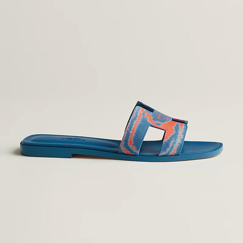 Giày Hermes Oran Sandal Nữ Xanh Dương Cam